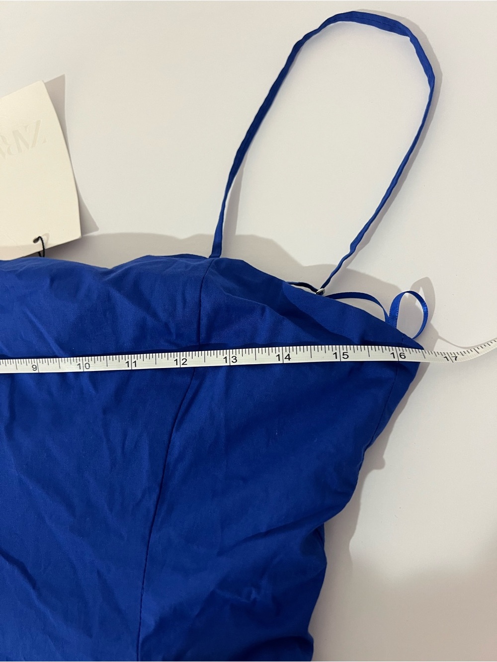 ZARA blue poplin midi dress with adjustable straps, fit & flare.  L NWT - Picture 12 of 14